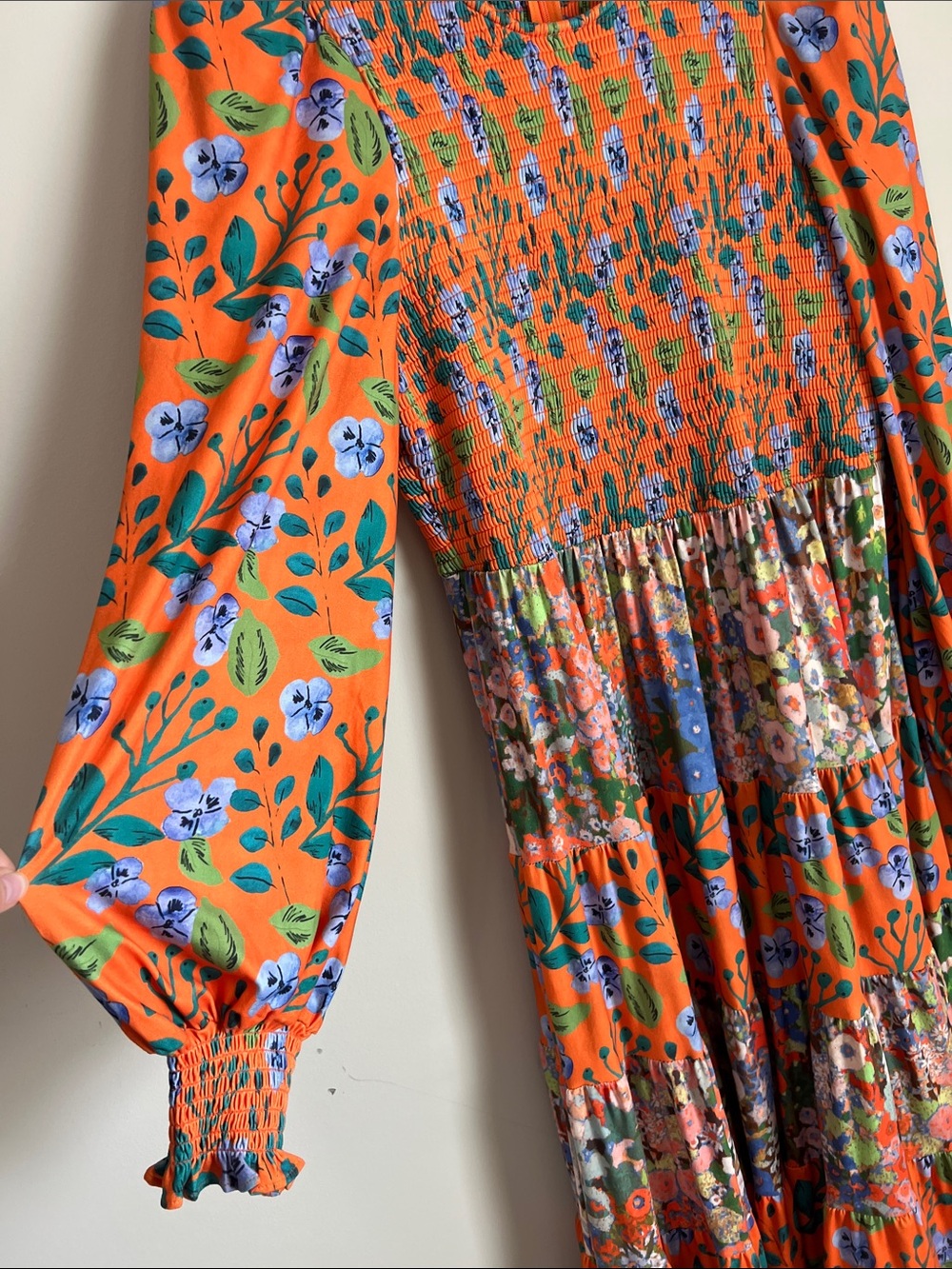 Hutch Orange Floral Maxi Dress with Blue & Green Accents - Picture 3 of 10